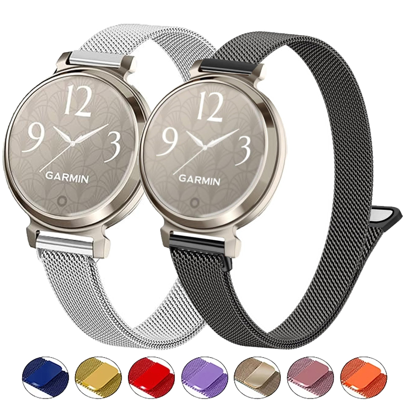 Milanese Loop Magnetic - Garmin Lily 2/Lily 2 Active用14mmミラネーゼループ、クイックリリースステンレススチール製女性用腕時計ストラップ。