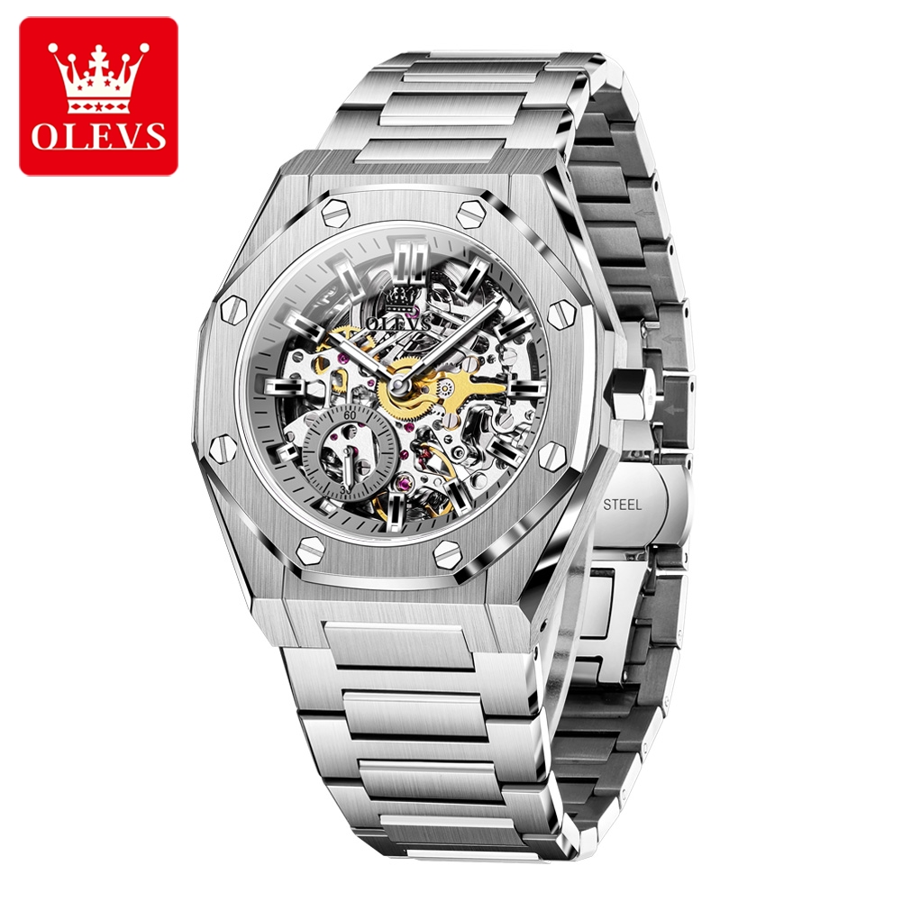 Patek Philippe Watch Nautilus - OLEVS 腕時計高級男性高品質オリジナルフルスケルトン自動機械式時計ステンレス鋼メンズ腕時計ギフトボックス