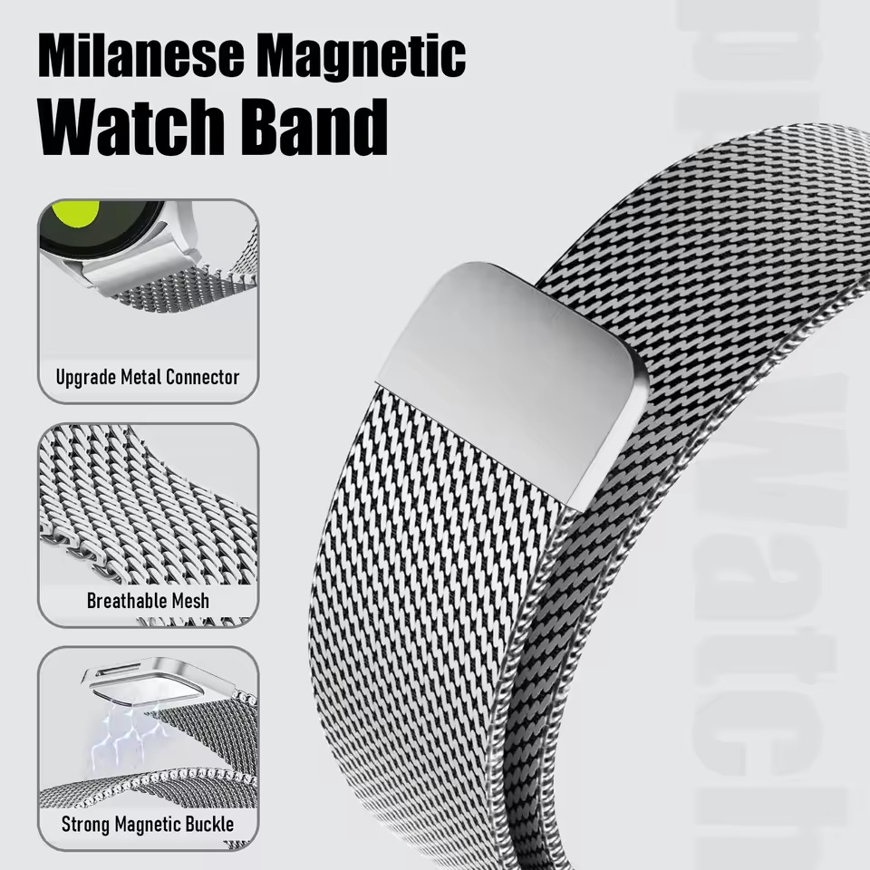 18/20/22 ミリメートルスチールメッシュミラネーゼルー - Milanese Loop Magnetic のレビューと価格