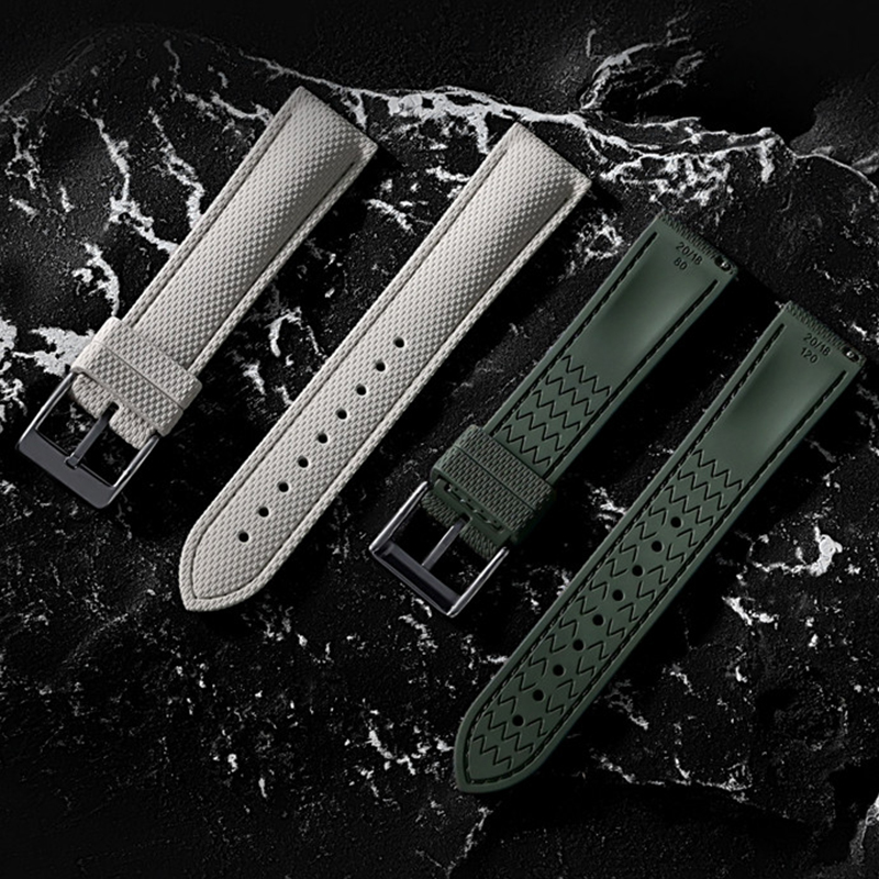 ブランパン用ユニバーサルストラップ FKMフッ素ゴム製クイッ - Suede Strap Watch のレビューと価格