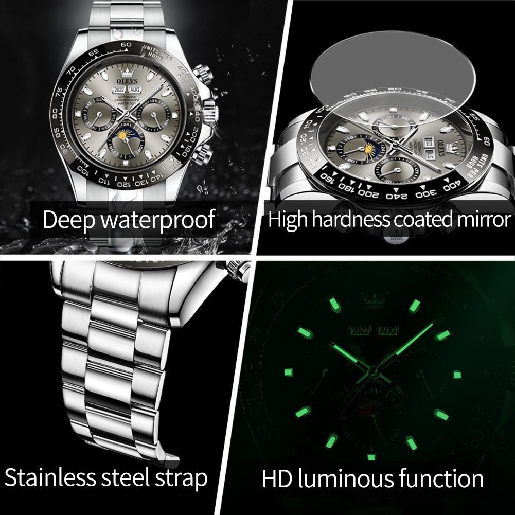 OLEVS 6654 高級メンズ腕時計クロノグラフ自動機械式 - Seiko Watch Presage のレビューと価格