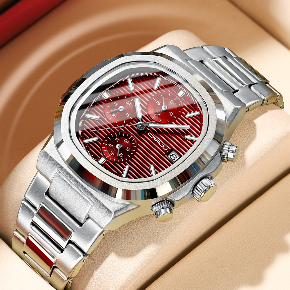 Crrju-男性用ステンレス鋼スクエアクォーツ時計、防水ビジ - Patek Philippe Watch Nautilus のレビューと価格